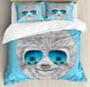 Sloth Bedding Set For Bedroom Bed Home Cartoon Mammal on Tropical Jungle with Green Banana Duvet Cover Quilt Cover Pillowcase