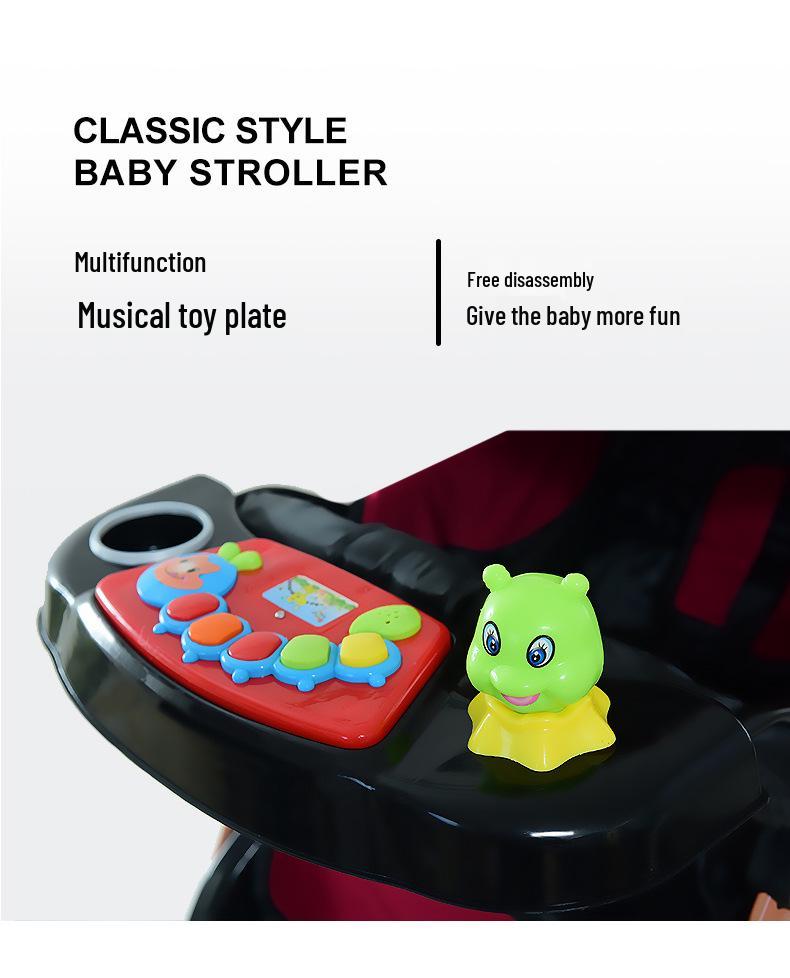 Newborn 4-Season Stroller: Foldable, Spacious, Shock-Absorbing for Sitting & Lying Down.