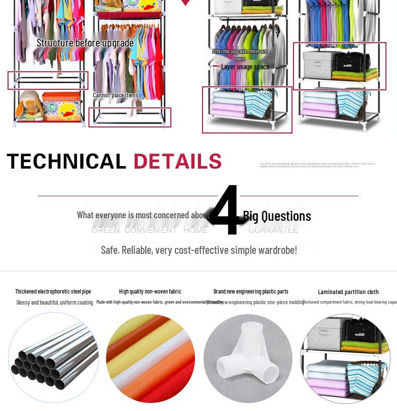 Space-Saving Modern Fabric Wardrobe for Adults and Children - Ideal for Dormitory and Bedroom Use.