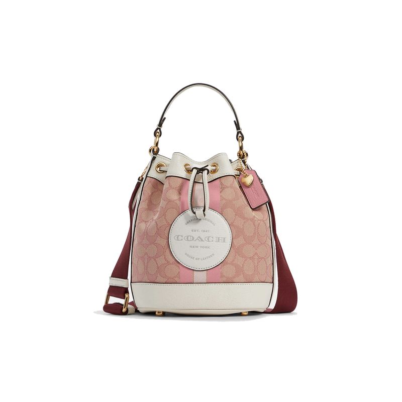 Coach Dempsey 19 Classic Logo Floral Patchwork Fabric And Leather Bucket Bag Women handbags Cherry-Blossom-Pink C7964-IMSXX
