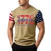 T-shirt décontracté à manches courtes pour homme Coupe ample Été Port quotidien Col rond T-shirt imprimé motif drapeau pour activités de plein air