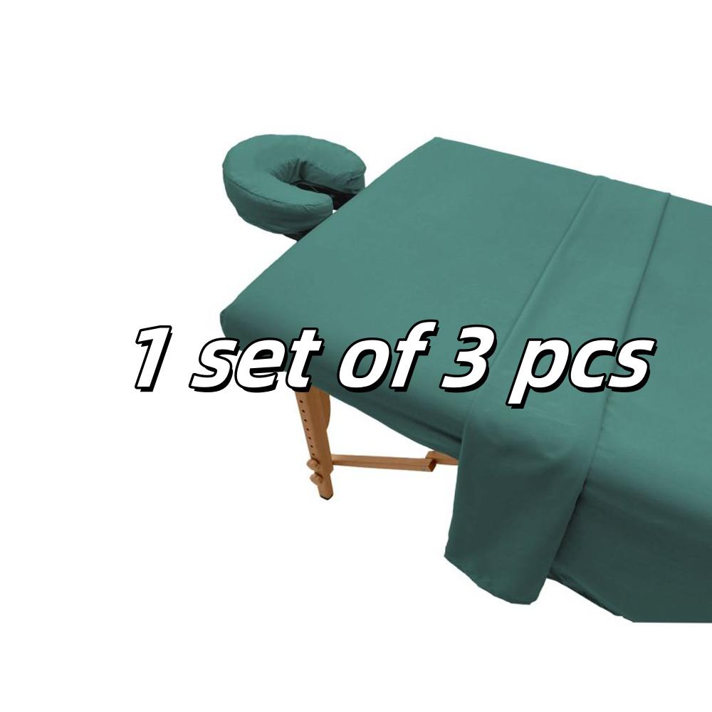 3pcs/Set Microfiber Massage Table Sheet Set Premium Salon SPA Bed Cover Unscented Flat Fitted Sheet Kit With Face Cradle Cover