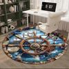 Nautical Adventure At Sea Round Carpet Chair Cushion Round Entryway Rug, Soft Round Rugs for Living Room, Bedroom, Circle Carpet Decor Gifts