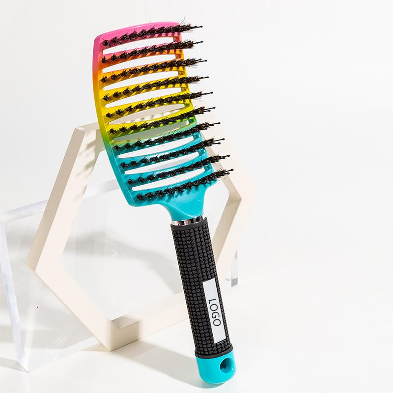 1pcs Detangling Curved Vented Boar Bristle Hair Brush Magic Scalp Massage Comb Hollow Out Anti-static for Wet Curly Hair Salon
