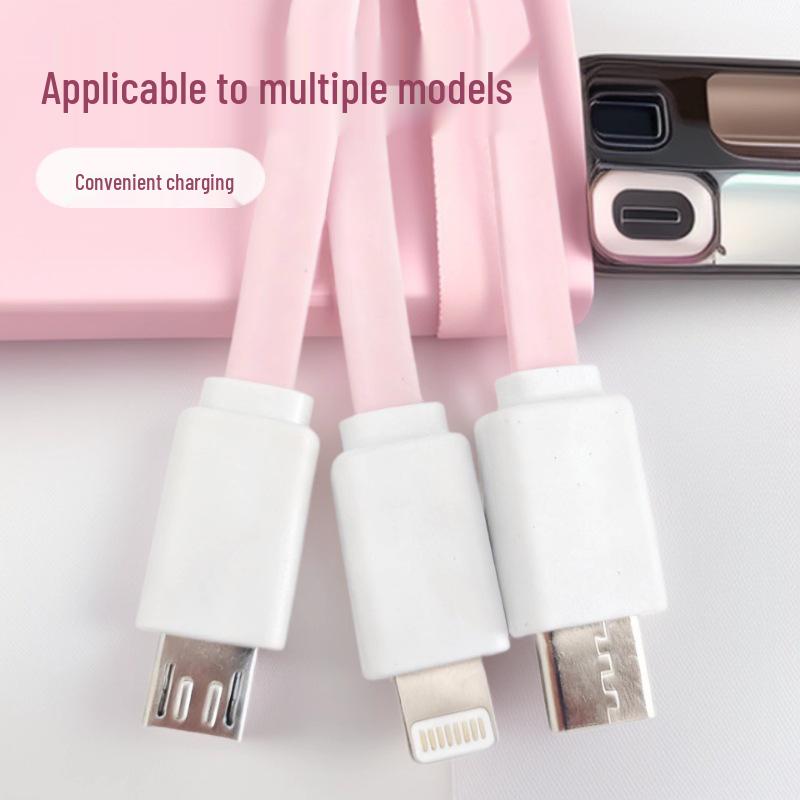 3-in-1 Noodle Power Bank Cable: V8, MicroUSB, and Bluetooth Charging