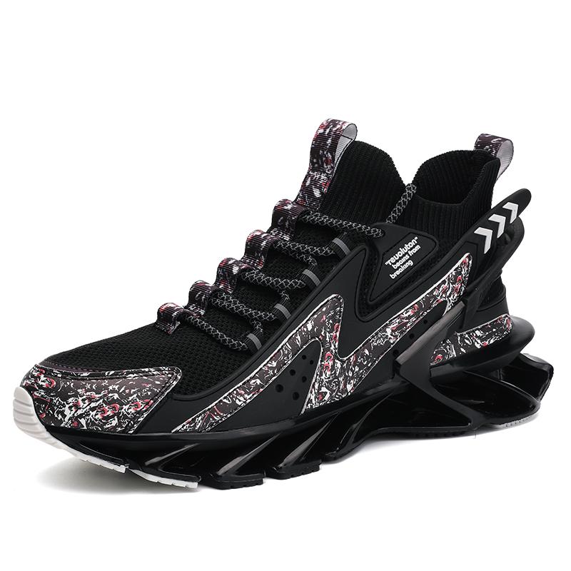 Fashion Lace-up Men's Sneakers Trendy Blade Shoes Elastic Outdoor Sports Shoes Teenager Running Exercise Shoes