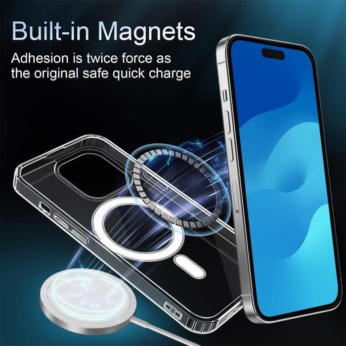 Coque de protection - BOOLING - iPhone 15 Pro Max - Ronde Magnétique - 2 Verres Trempés - Transparent