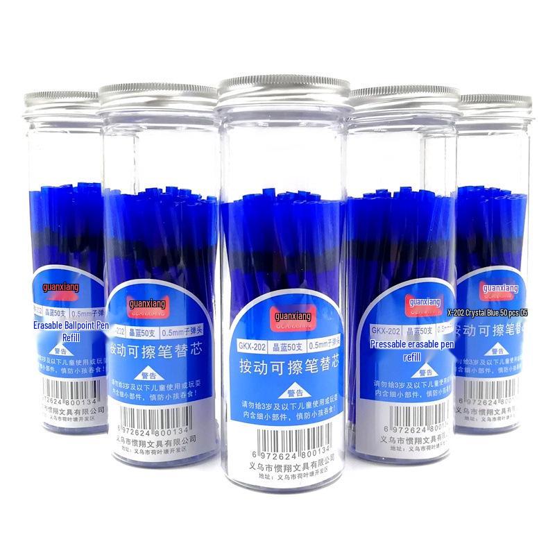 Press To Advance Friction Erasable Gel Pen Refill, 0.5mm Bullet Tip, Crystal Blue Black