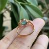 New In Inlaid Natural Ice Chalcedony Oval Flower Rings for Women Adjustable Opening Light Luxury Ethnic Style Jewelry Gift