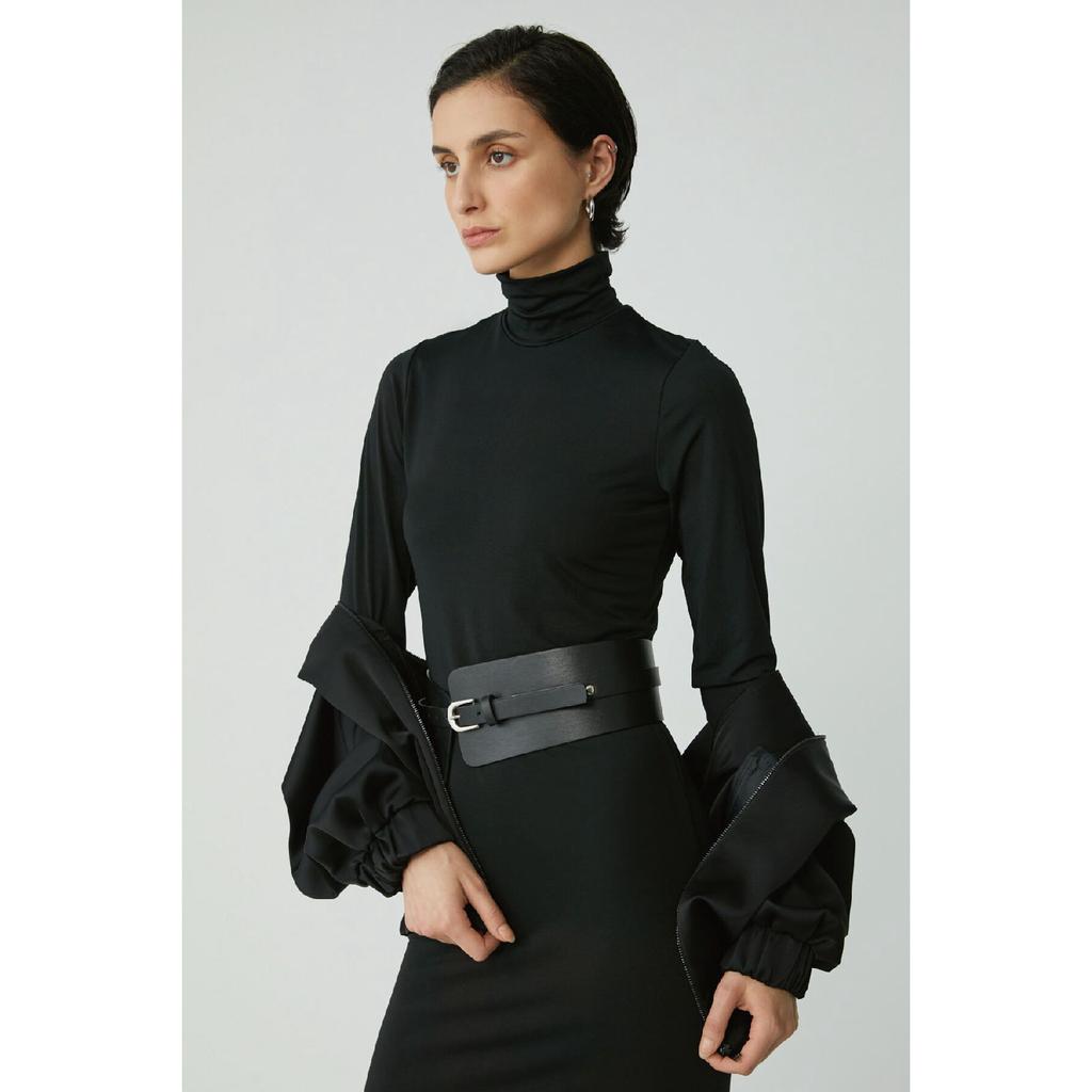 Katjabb Woman Slim Fit Fit Body Wrapping Upright Collar Midi Length Green Big Size Dress