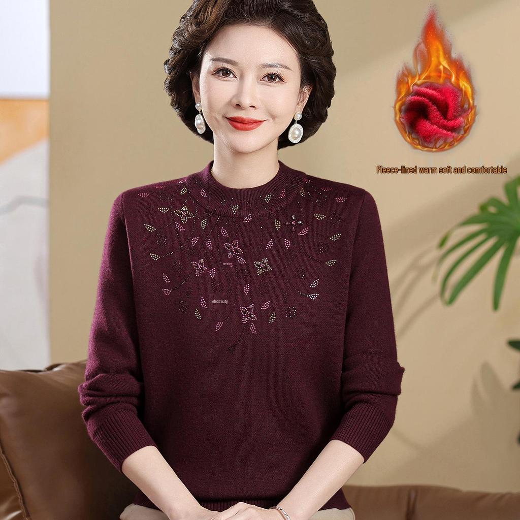 Women's Plus Velvet Thick Knit Sweater - Warm & Stylish Base Layer for Autumn/Winter