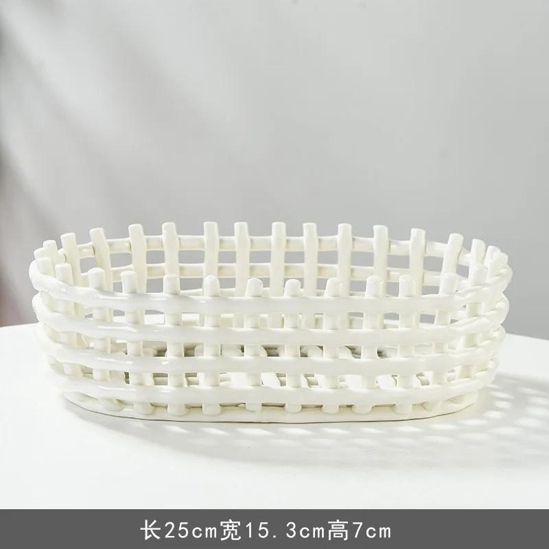 

Имитация плетеной керамической корзины для хранения, креативный дренажный поднос для фруктов, держатель для зубных щеток, инструмент для хранения овощей и хлеба на домашней кухне