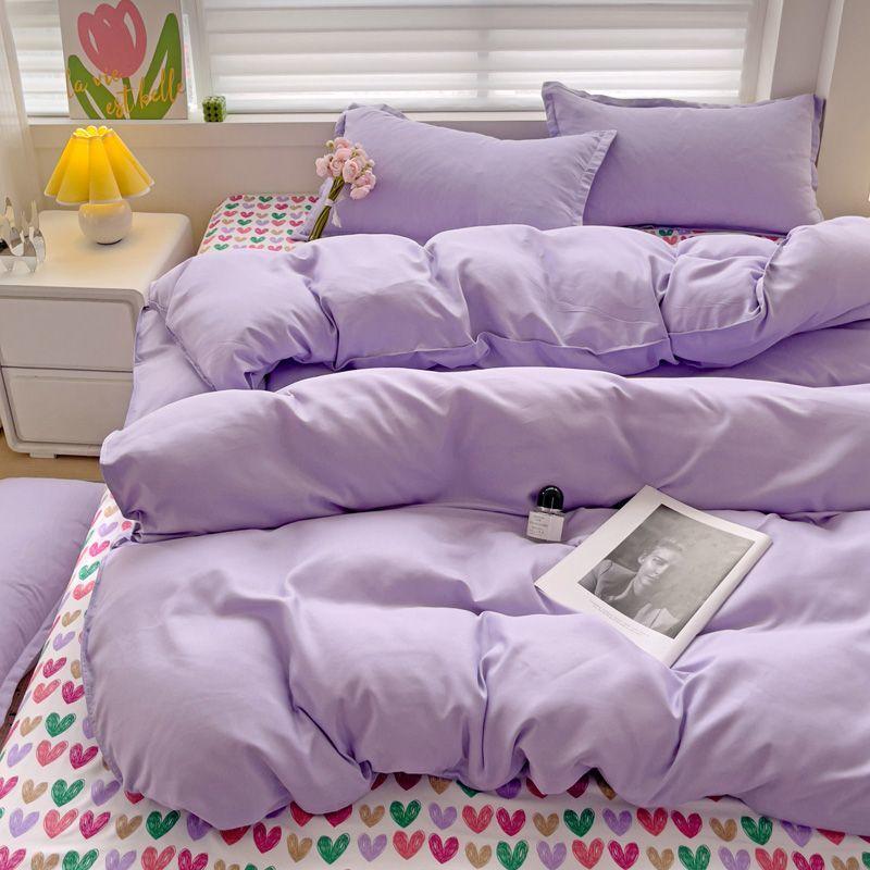 Ins Pink Plaid Bedding Set No Filler Twin Queen Size Comforter Cover Flat Sheet Pillowcase Girls Boys Solid Blanket Duvet Duvet
