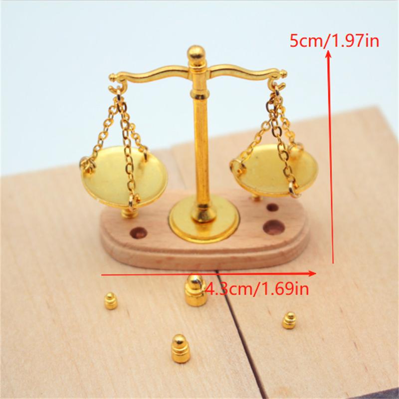Dollhouse Vintage Balance Scale Miniatures Model Accessories Of 1:12 Doll House Decor Kids Pretend Play Toys Ornaments Gifts