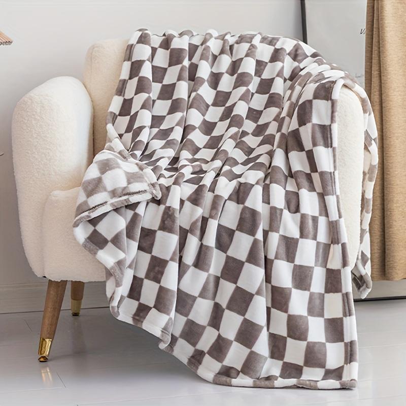 Koc do rzucania Szachownica Poliester Sypialnia Łóżko Koc klimatyzacyjny Zimowy Ciepły Koc flanelowy Pokrowiec do spania do domu