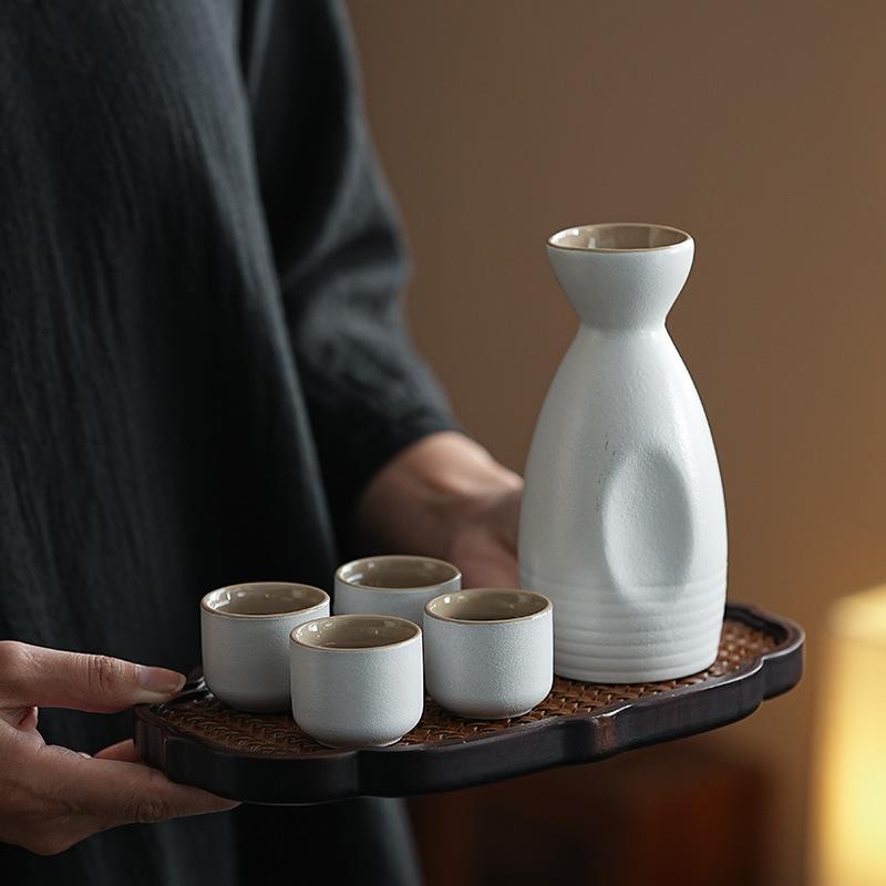 Japanese Style Ceramic Sake Pot Cups Set Decoration Drinkware Crafts Traditional for Cabinet Kitchen Tea Party Drawer Cupboard