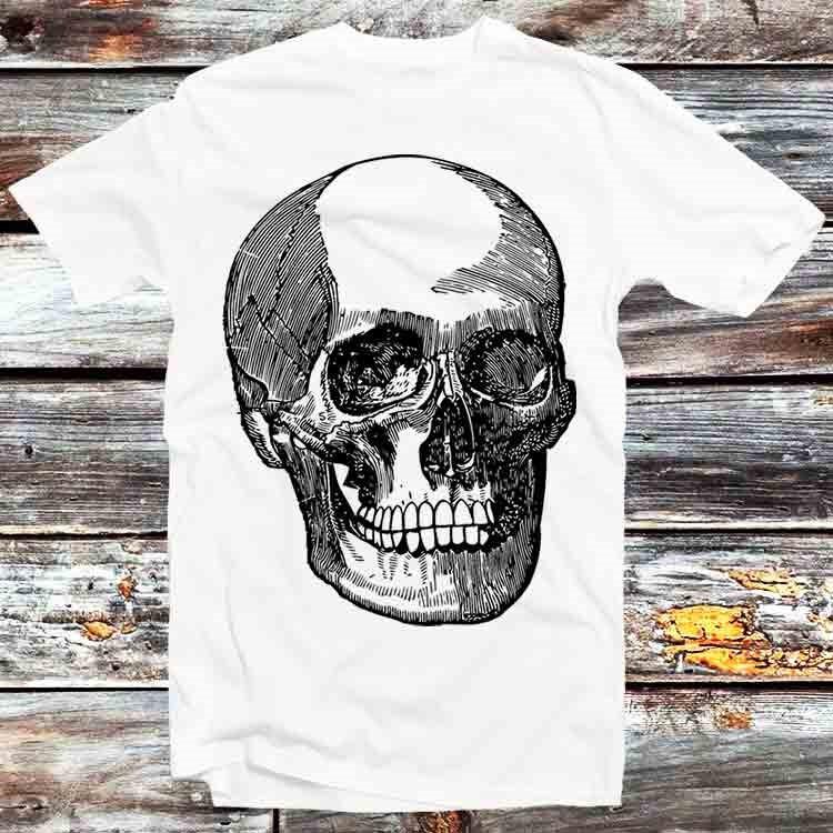 Spooky Skull Space Skin Horror Sci Fi Sketch T Shirt B1375