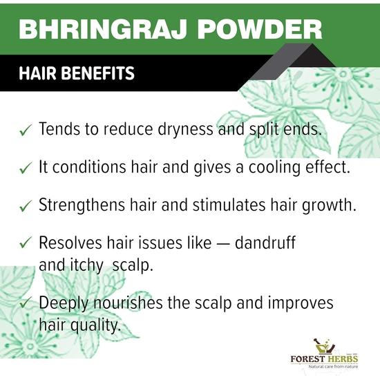 THE FOREST HERBS Natürliche Pflege aus der Natur 100% reines Bhringraj-Pulver für Haarwachstum - 200 g | Gut für Haarkur, Haaröl