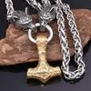Retro Nordic Rune Hammer & Wolf Head Men's Punk Necklace