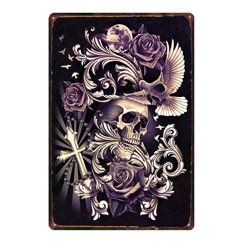 YZFQ  Sugar Skull Plaque Metal Vintage Horror Tin Sign  Wall  Bar Restaurant Home Art Cinema Tattoo Shop Decor Poster DU-7291B