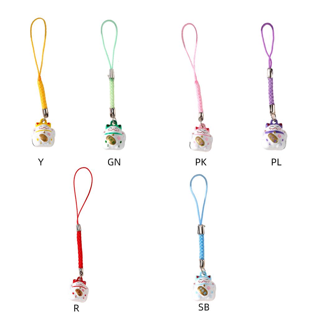 Schlüsselanhänger mit Glückskatzen-Anhänger im japanischen Stil, traditioneller Schlüsselanhänger mit Glückskatzen-Anhänger und Glöckchen, Handy-Lanyard für gute Stimmung