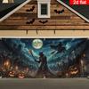 2D Flat Banner, 1 Halloween Garage Door Covering Banner, Scary Halloween Capezyc