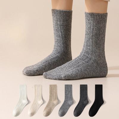 Winter Herren Warme Mid-calf Fleece Business Hochschaft Schweißabsorbierend und Atmungsaktiv Einfarbig Verdickte Wollsocken