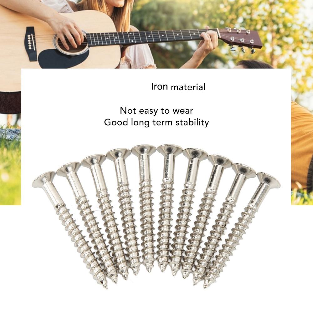 10PCS Silver Guitar Neck Plate Screws Metal Guitar Neckplate Screws For Guitar