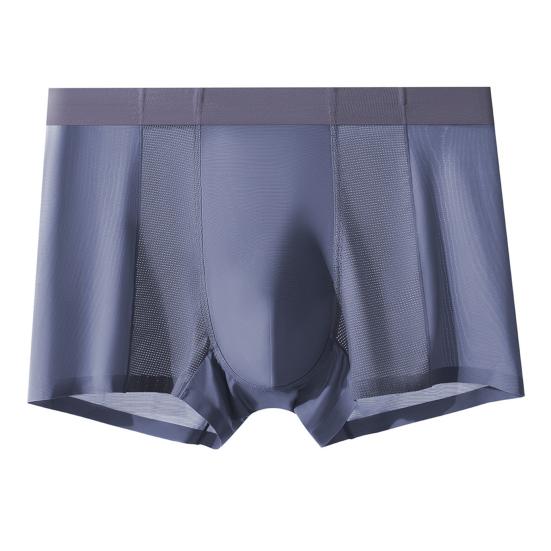 Men Modal Boxer Underwear Mid-rise Elastic Waistband Breathable Mesh Shorts Briefs Solid Color Panties Daily Wear