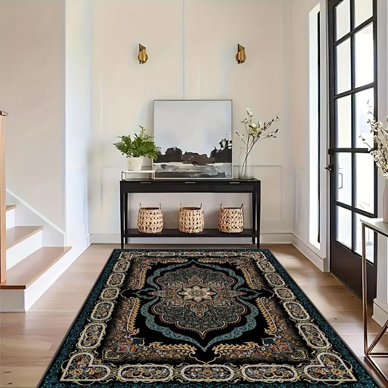 VIKAMA Bohemian Stil Teppich Maschinenwaschbar Geeignet für Wohnzimmer, Schlafzimmer und Loungebereiche Dekorativer Teppich Heimdekoration