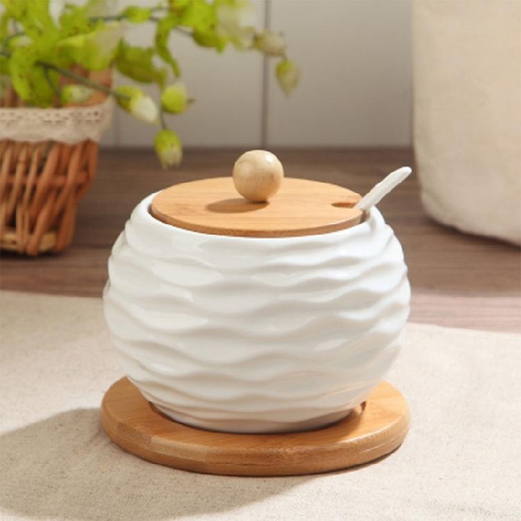 Versatile Kitchen Storage Ceramic Jars Kitchen Ceramic Canisters for Spices with Use Friendly Bamboo Lids