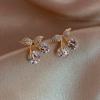 Trendy Korean Zircon Crystal Cherry Ear Stud Earrings For Women Leaves Rhinestone Earrings Wedding Party Jewelry Gifts