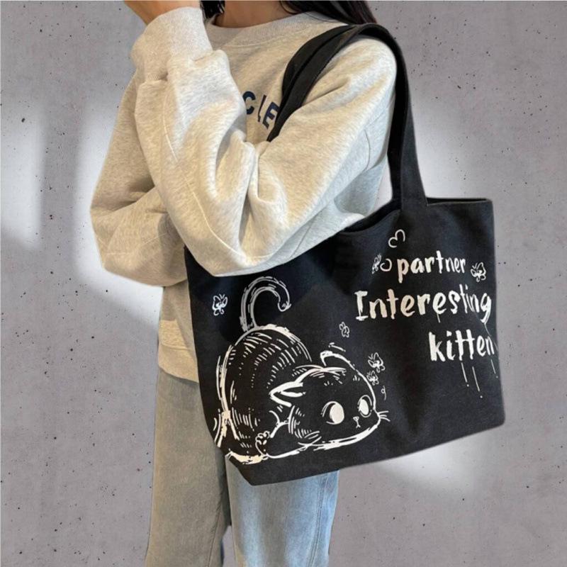Trendy 2025 Large Canvas Tote Bag for Women - Versatile Commute or Shopping Shoulder Bag