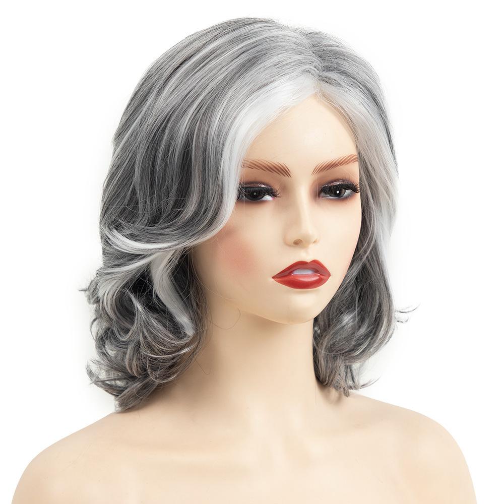 

Synthetic Black Gray Wigs Natural Shoulder Length Wave Hair for Women Cosplay Daily Use Heat Resistant Fibre сірий