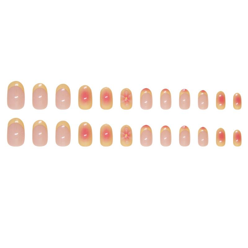 Summer Nail Patch Flower Removable Nail French Smudge Wearing Nail Three-dimensional Nail Patch Simple 24 pieces