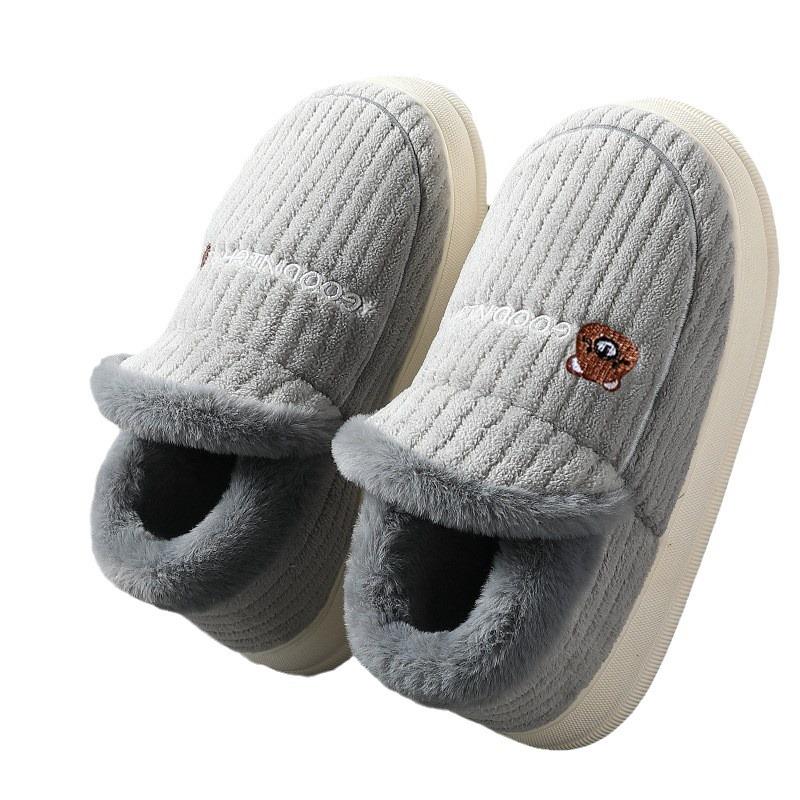 Bag Heel Thickened Cotton Slippers Men's Autumn and Winter Velvet Indoor Home Household Winter Thick-soled Warm Cotton Shoes Women