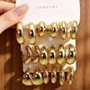 European and American Fashion C-shaped Twist and Water Drop Earrings, 3-Piece Geometric Set for Women.