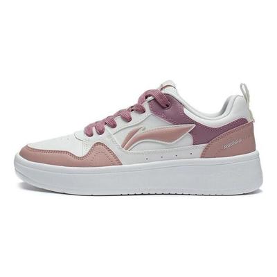 Li Ning Xingchu 2.0 Antiderrapante Resistente ao Desgaste Tênis de Skate Cano Baixo Mulher Tênis Branco Rosa-Pink AGCT338-4