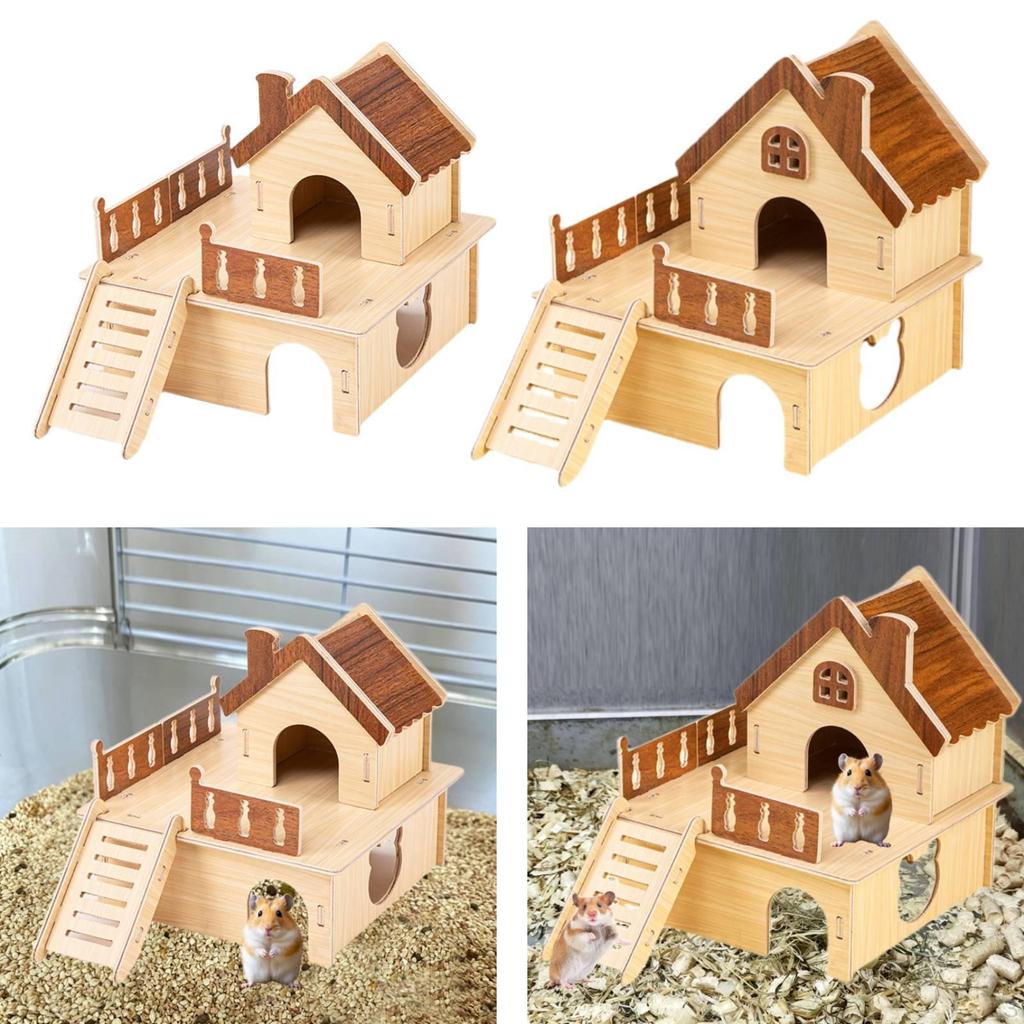 Wood Hamster Out Small Animal Activity Toy Pet Supplies Hut Habitat for Syrian Hamsters