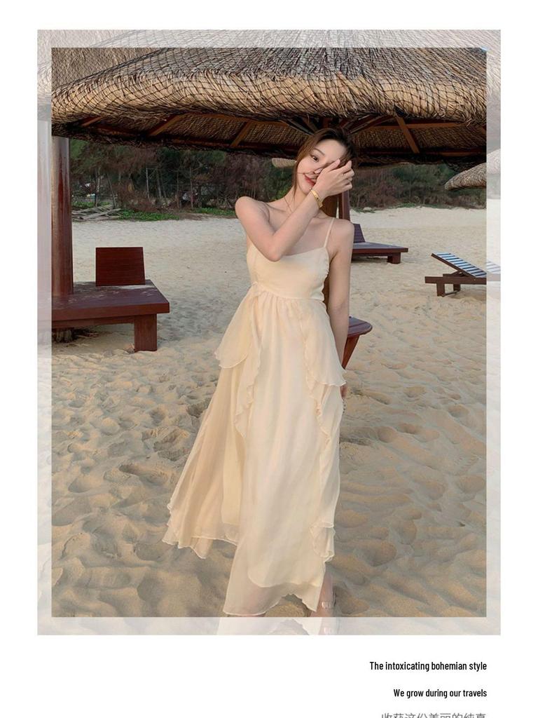 Women’s French Seaside Summer Camisole Dress – Elegant, Gentle Style Beachwear