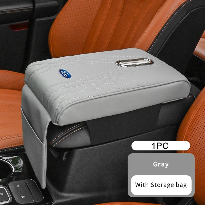 For Ford Car Multi-function Armrest Box Booster Cushion Leather Height Pad Focus Mk2 Mk3 Mk4 Fiesta Ranger Mondeo S-MAX Kuga