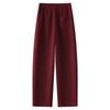 Ankola Women's Red Fleece-Lined Straight-Leg Banana Pants - Autumn/Winter 2024 Casual Style