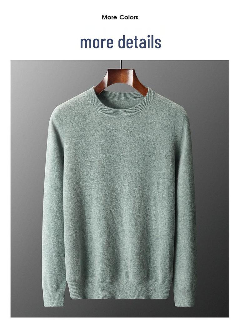 Herren Pullover aus reiner Kaschmirwolle mit Rundhalsausschnitt - Herbst/Winter Business Casual Strickpullover