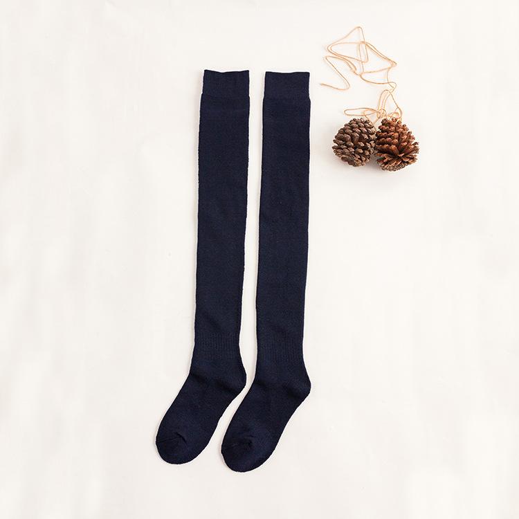 Autumn Winter Japanese Style Women's Over-the-Knee Wool Stockings Thickened Thigh Socks with Warm Knitted Crew Length Logo Body