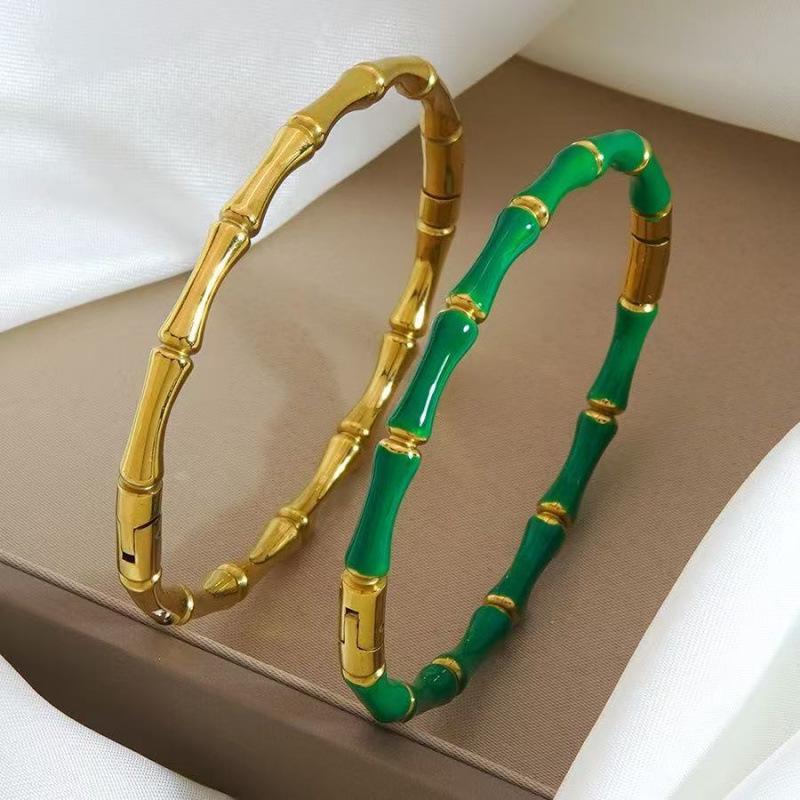 Women's Bamboo Joint Titanium Steel Oil Drip Bracelet: Simple, Durable, Fade-Resistant Stainless Steel