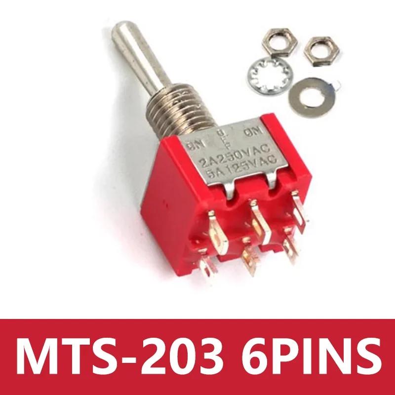 10pcs 3/6 Pin Mini Switches MTS-102 103 MTS-202 203 Toggle Switch ON-OFF-ON Micro Switch with Solder Terminal Waterproof Cap