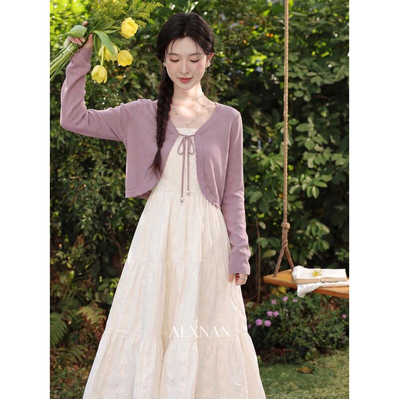 Luxiangnan Women s Purple Knit Cardigan M