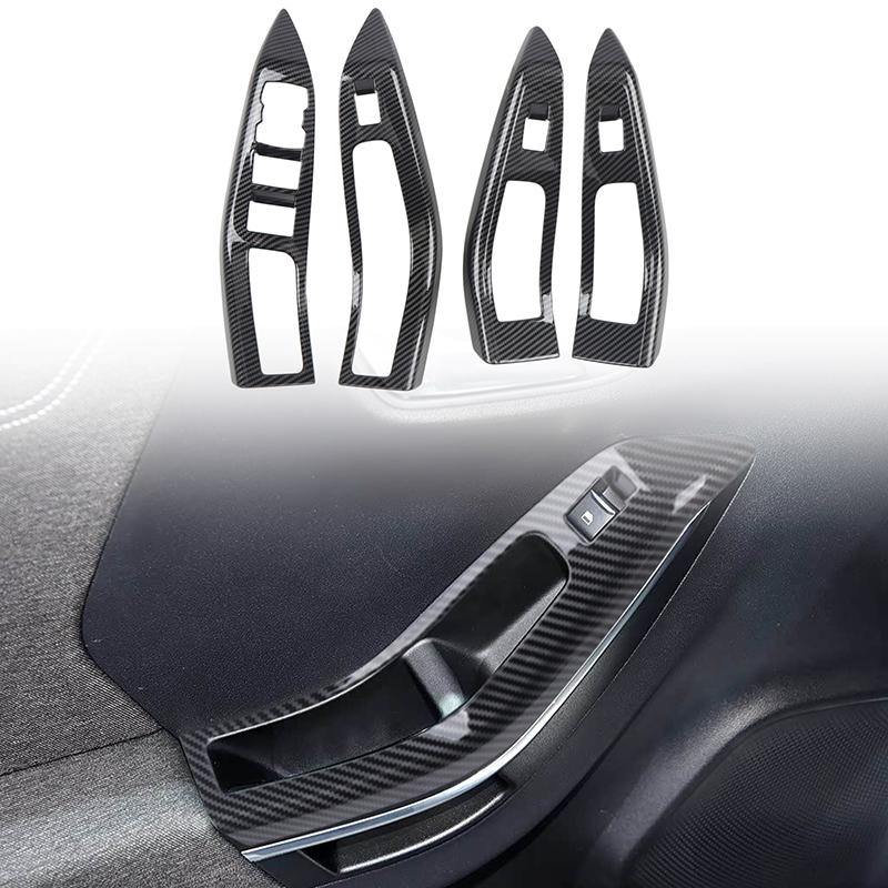 Car Upgrade Carbon Fiber Look Interior Door Window Switch Button Frame Trim Covers For Ford Puma -2024 Accessories