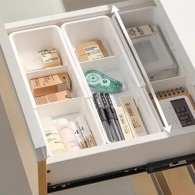Drawer Storage Box Extendable Cabinet Partition Box Built-in Detachable Compartments Lipstick Classification and Organization Box