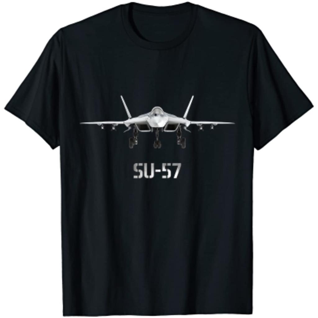 SU57 Russian Fighter Jet Men TShirt Short Sleeve Casual 100 Cotton ONeck T Shirts